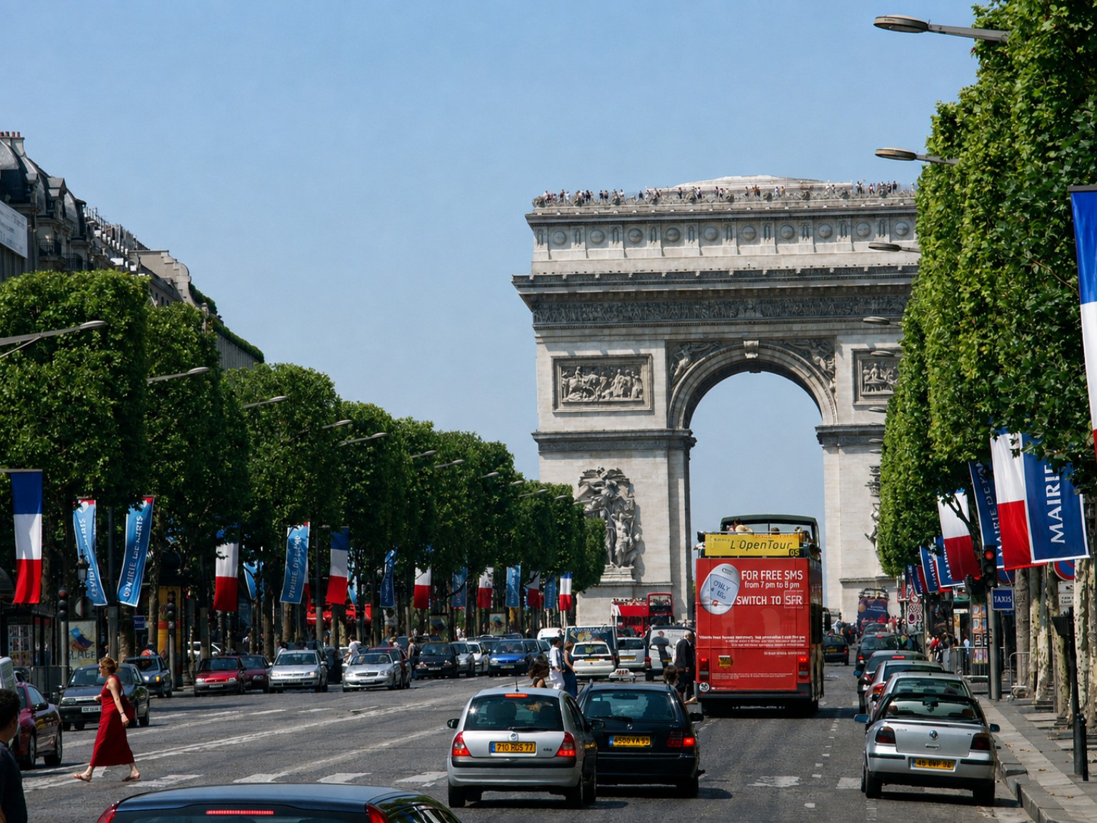 The Champs-Élysées leading toward the Arc de Triomphe